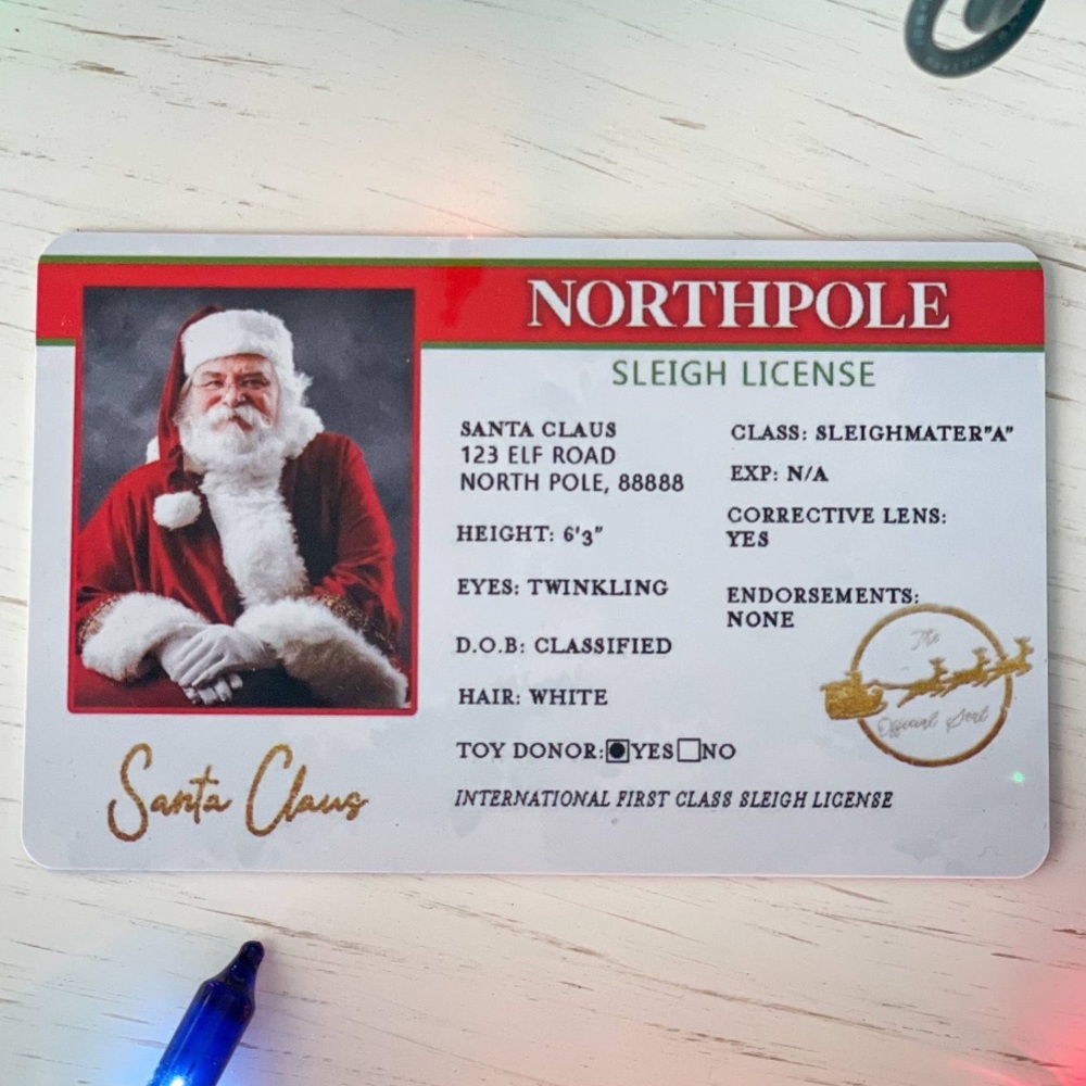 Santa Claus ‘forgotten’ drivers license novelty kids Christmas decor